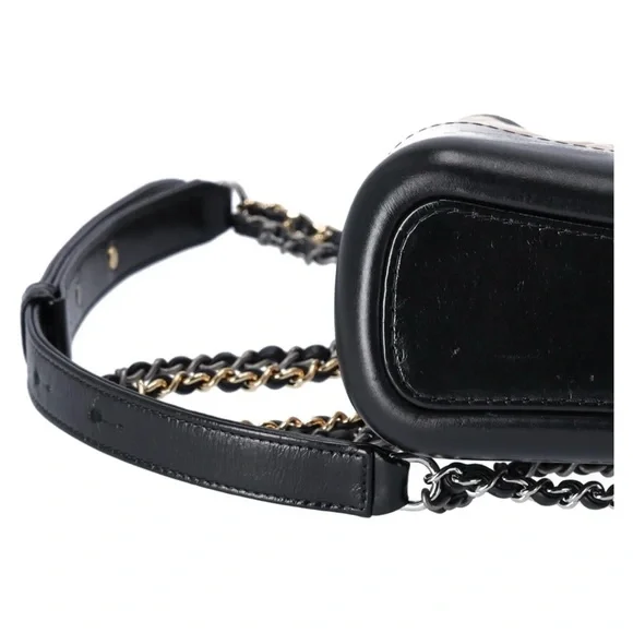 Chanel Small Gabrielle Hobo Bag Black Tan Beige Aged Calfskin Quilted Leather - Picture 6 of 12